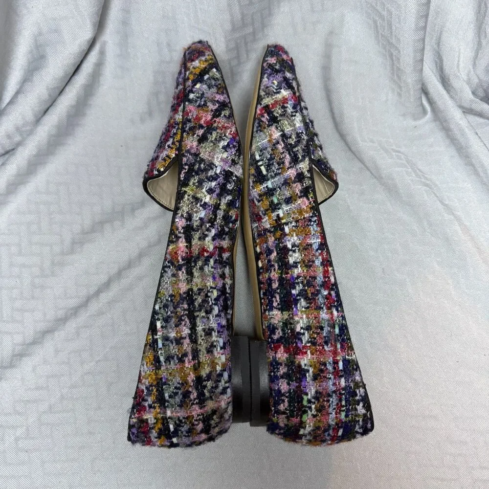 Nine West Abay 2 Women's Plaid Tweed Colorful Pointed Toe Flats Size 8.5 - Picture 5 of 11